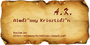 Almássy Krisztián névjegykártya